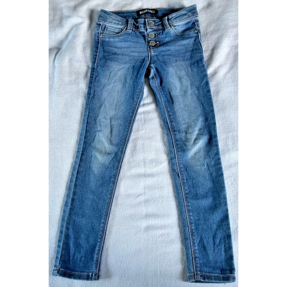 Blue Spice Distressed Jeans Youth Girls Size  Button Fly Skinny #2573